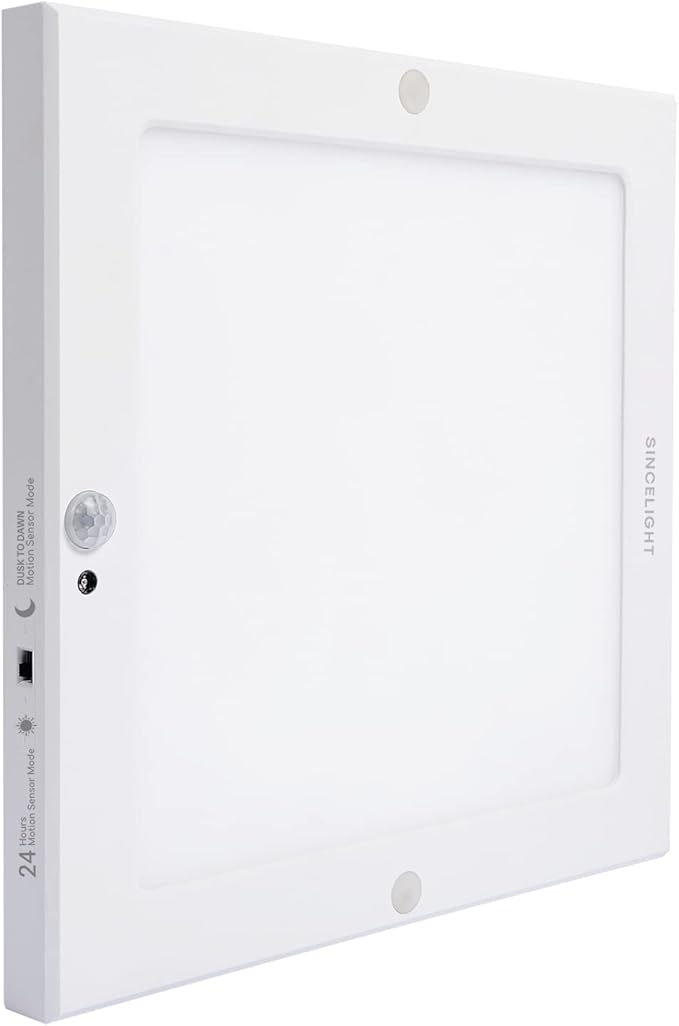 SINCELIGHT PIR Motion Sensor 18W LED Ceiling Light (Square), Automatically ON/Off, Movement Activated, Dual Mode Turnable, Neutral White 4000K, Surface/Flush Mount for Hallway,Porch, Pack of 1
