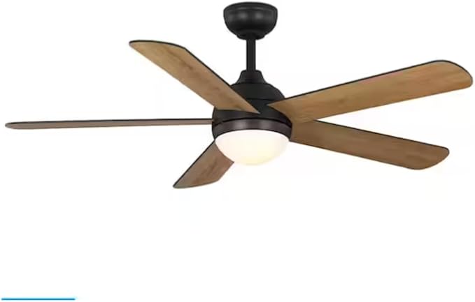 LYTIO 52 in. Smart Indoor/Covered Outdoor Matte Black Ceiling Fan with Remote and Integrated LED Powered by Hubspace