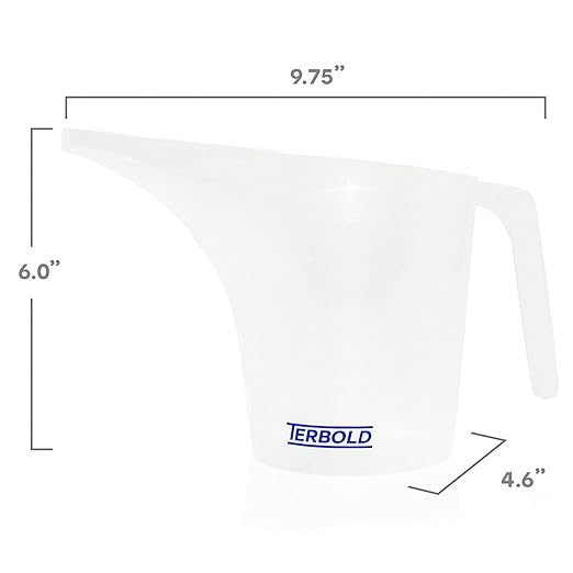 Funnel Pitcher with Spout 2pc Set | 1 Liter Plastic Measuring Pitchers for Cake, Pancake Dispenser, Soap Pouring or Oil Automotive use