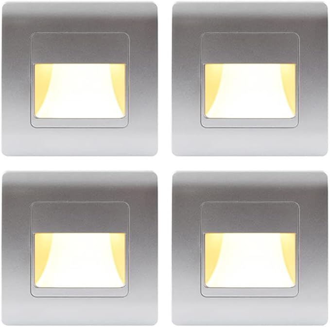 Recessed LED Stair Light Wall Lamp Motion Sensor Wall Lamp AC85-265V Step Lamp Corridor Lighting Indoor Wall Lighting 4PcsWarmWhite Silver