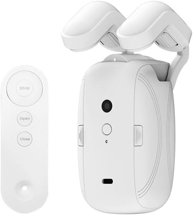Smart Curtain Opener Automatic Curtain Opener and Closer Electric Curtain Opener Motor for Roman Rod/Tu-Rails Home Office Sleek Modern Design(1PC TU)(1PC Roman Pole)