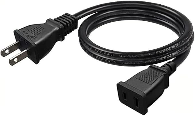 Toptekits (9.8ft/3m) USA Outlet Saver Power Extension Cord Cable 125V 10A 2-Prong 2 Outlets for NEMA 5-15P to NEMA 5-15R (9.8ft/3m)
