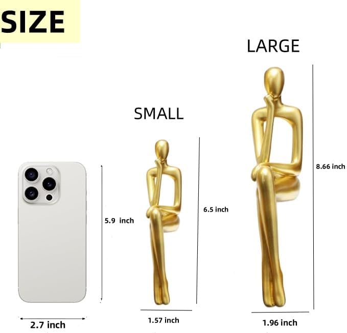 Prettidecor Gold Home Decor Thinker Statue Accents, Set of 3 Thinker Sculptures Office Decor Modern Abstract Resin Decoration on Shelf Table Desk for Living Room Office Bedroom (Small Gold) | Home Decor Accents, Office Decor, Abstract Resin, For Living...