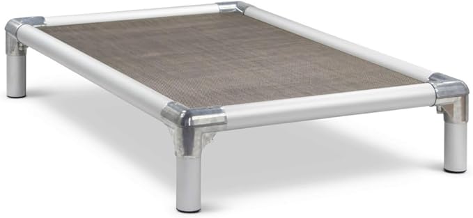 Kuranda Chewproof Elevated Pet Bed - Silver Aluminum - 35" x 23" - Sunsure Textilene - Sierra