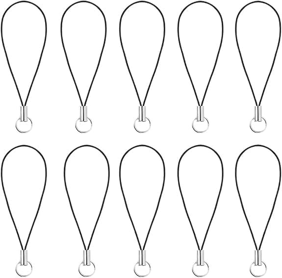 10 Pcs Black Lanyard Cell Phone Charm Split Ring Strap, Clasp Lariat Cord Strap For Mobile Cell Phone/Mp3/Mp4/Usb Flash Drive/Keyrin Clever Design, Cell Phone Charm Accessories