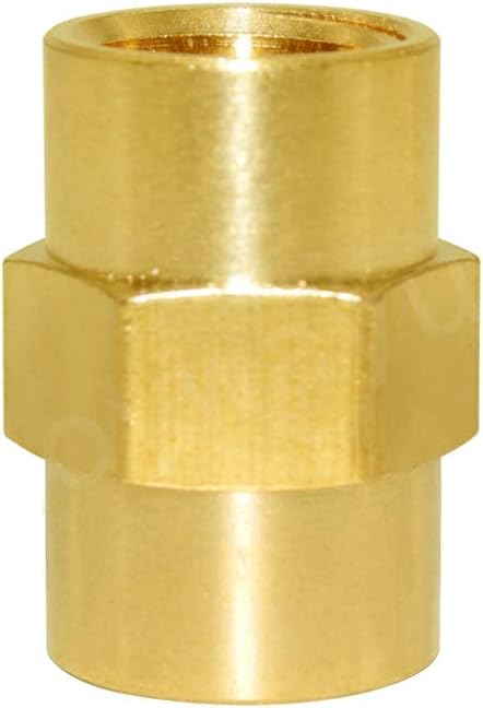 Joywayus Brass Pipe Fitting Hex Nipple Equal 5Pcs 1/4"NPT Male + 5Pcs 1/4"NPT Female Air Fuel Water (Pack of 10)