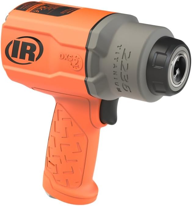 Ingersoll Rand 2236QTIMAX-O DXS2 1/2" Air Impact Wrench, Quiet, 1500 ft-lb Torque, Titanium Hammercase, Friction Ring Retainer, Orange