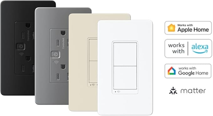 Square D by Schneider Electric X Series 15A 125V Wi-Fi Energy Monitoring Socket Outlet, Tamper Resistant, Needs Neutral Wire, Matter Certified, Compatible with Alexa, Google Home, Apple Home, Black