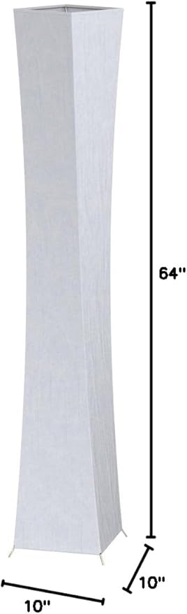 chiphy Floor Lamp, Dimmable 64" Tall Standing Lamp, 3 Levels Adjustable Brightness 12Wx2 LED Bulbs, Column Floor Light White Fabric Shade, Home Decor for Living Room, Bedroom, Kids Room