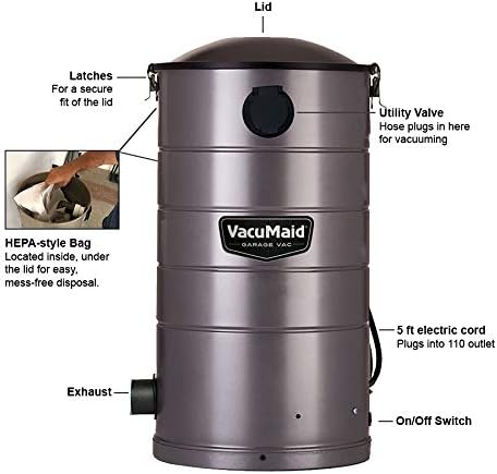 VacuMaid GV30 Wall Mounted Garage Vacuum with 30 ft Hose and Tools