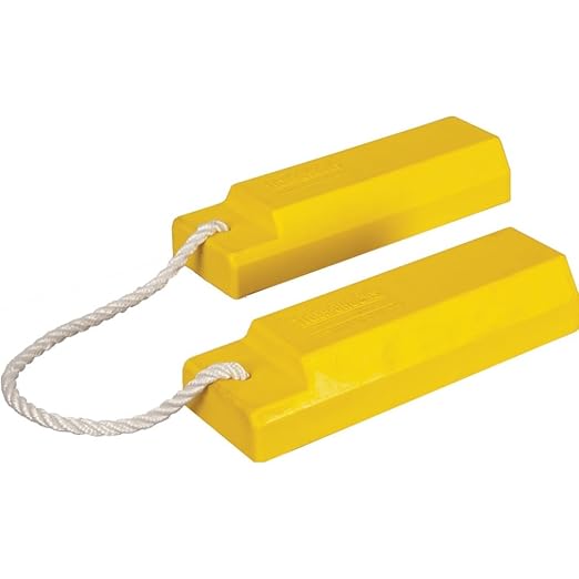 Checkers 21" Airplane Chocks, Aviation Wheel Chocks for Small to Mid-Sized Aircraft, Roped Pair Tire Chock, Durable Lightweight Urethane, Yellow, AC3521-P