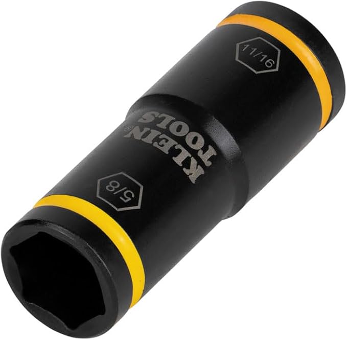 Klein Tools Impact Driver Flip Socket, 11/16- and 5/8-Inch Sizes, Use with Klein Tools Compact Impact Wrenches BAT20CW, BAT20CW1