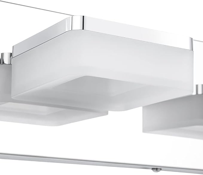 3 Colors Dimmable Vanity Lights for Bathroom, LED Chrome 4 Light Vanity Light, Acrylic Stainless Steel Bathroom Light Fixtures Over Mirror, Adjustable 3000K/4000K/6000K, 360° Rotate