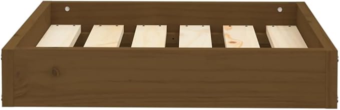 Solid Pine Wood Dog Bed for Small Dogs, Minimalist Rectangular Pet Sleeping Cot, Durable Raised Dog Bed Frame, Honey Brown Finish, 20.3 x 17.3 x 3.5 Inches