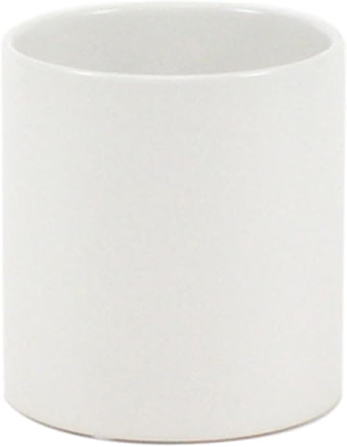 WGVI Matte White Ceramic Cylinder Vase Width 3.75" Height 4", Flower Arrangements, Candle Holder, Terrarium Planter Pot, Storage Container Organizer, Pen Brush Holder, Centerpieces, 1 Piece