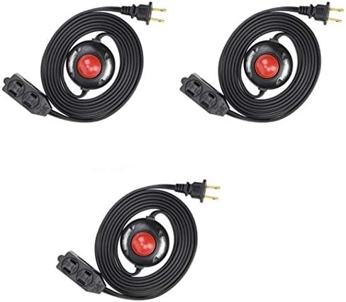 3 Outlet Extension Cord with Hand/Foot Switch and Light Indicator with Safety Twist-Lock, 16/2, Black, UL Listed (3 Pack)
