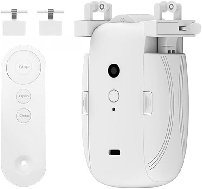 Automatic Smart Curtain Opener with Remote Control, Automatic Curtain Opener and Closer Smart Curtain Opener Electronic for Roman Rod/U/T Rails(2PC Roman Pole)