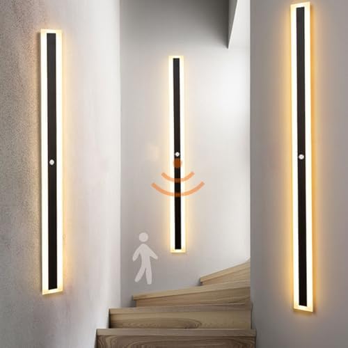 Modern LED Motion Sensor Indoor Wall Light - Rectangle Aluminum Sconces, 3000K/4500K/6000K Adjustable Brightness for Cabinet, Bedroom, Corridor, Office Lighting Fixtures