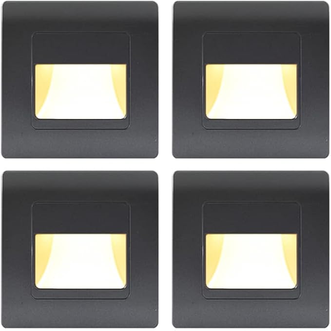Recessed LED Stair Light Wall Lamp Motion Sensor Wall Lamp AC85-265V Step Lamp Corridor Lighting Indoor Wall Lighting 4PcsColdWhite Black