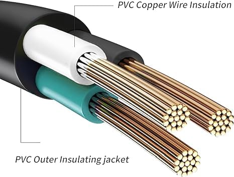 Flat Plug Indoor Extension Cord, UL Certified, 16 Gauge 3FT Grey 3 Prong Heavy Duty, 16/3 SJTW 13A Power Cord for Lights, Appliances, Home