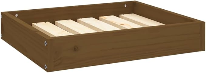 Solid Wood Dog Bed Honey Brown 20.3x17.3x3.5 Inches Pine Frame Pet Sofa for Small Medium Dogs, Rustic Minimalist Design Sturdy Raised Platform Bed for Living Room Bedroom