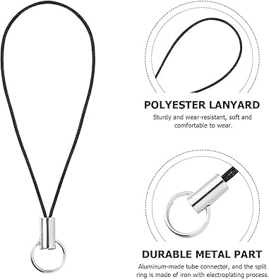 10 Pcs Black Lanyard Cell Phone Charm Split Ring Strap, Clasp Lariat Cord Strap For Mobile Cell Phone/Mp3/Mp4/Usb Flash Drive/Keyrin Clever Design, Cell Phone Charm Accessories