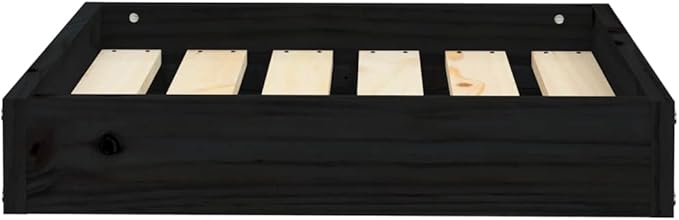 Solid Wood Pine Dog Bed Black 20.3x17.3x3.5 Inches, Sturdy Elevated Pet Bed for Small Medium Dogs, Rustic Minimalist Design Indoor Outdoor Use, Easy Assembly Wooden Frame Dog Sofa