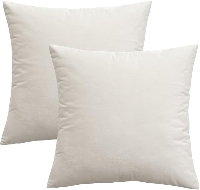 MIULEE Velvet Throw Pillow Covers 18x18 Inch Pack of 2 Cream White | Soft Solid Decorative Pillow Covers, Modern Luxury Home Decor, for Couch Chair Sofa Bedroom Livingroom