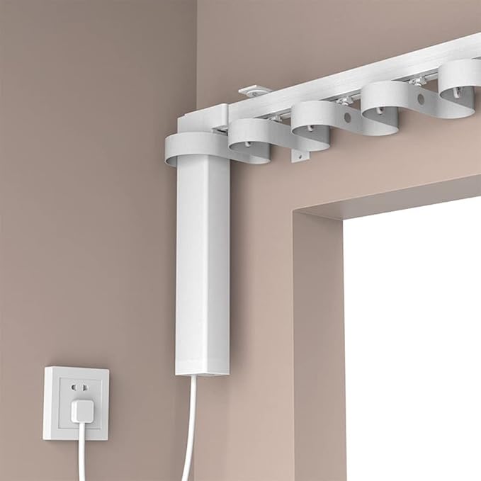 Automatic Curtain Opener,S Folding Electric Smart Curtains System,Motorized Curtains Rod with Remote & Timed,Compatible with Alexa/Google Home (WiFi Motor, 4M (157.4in) Track)