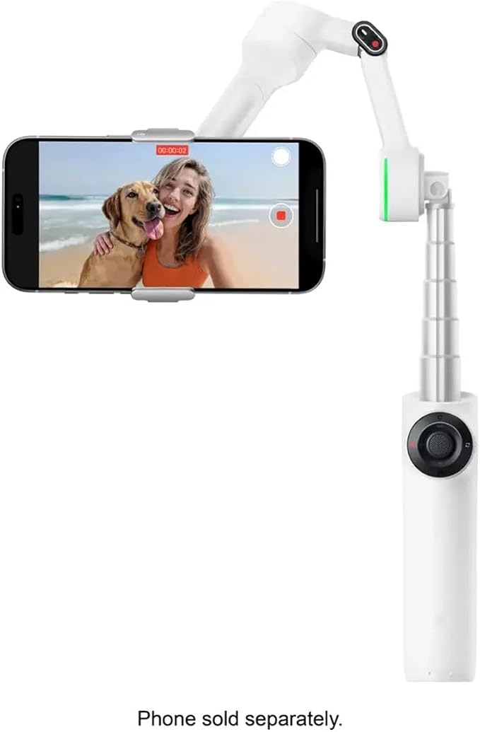 Insta360 Flow 2 Pro 3-Axis AI-Powered Smartphone Gimbal Stabilizer Tracker Bundle, Summit White