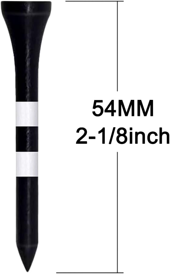 Wooden Golf Tees 3-1/4", 2-3/4", 2-1/8", 1-1/2" Available, 100 Count (Natural Color, White, Black, Blue, Red, Green, Yellow, Pink, Orange)