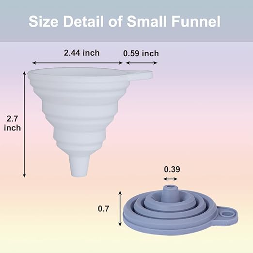 KongNai Funnels for Kitchen Use Set of 4, Silicone Collapsible Funnels for Filling Bottles, Food Grade Funnel for Liquid Powder Transfer, Foldable Kitchen Utensils