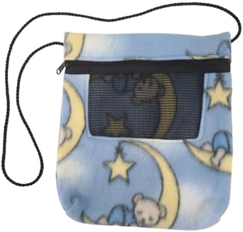 Bonding Carrier Pouch - Premium Bonding Pouch for Sugar Gliders & Other Small Pets - Durable Cozy Fleece Material, Mesh Screen, Silk Rope, & Zipper, Pet Sleeping Bag, ZZZ Time