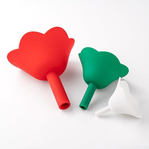 Flower-Shaped Leak-Proof Silicone Funnel Set (3-Piece) - Funnels for Kitchen Liquid/Oil/Powder Transfer, Cute Floral Design for Home, Travel & Crafts