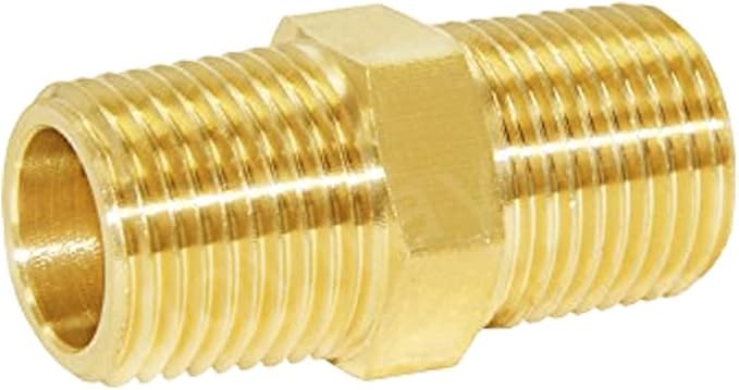 Joywayus Brass Pipe Fitting Hex Nipple Equal 5Pcs 1/4"NPT Male + 5Pcs 1/4"NPT Female Air Fuel Water (Pack of 10)