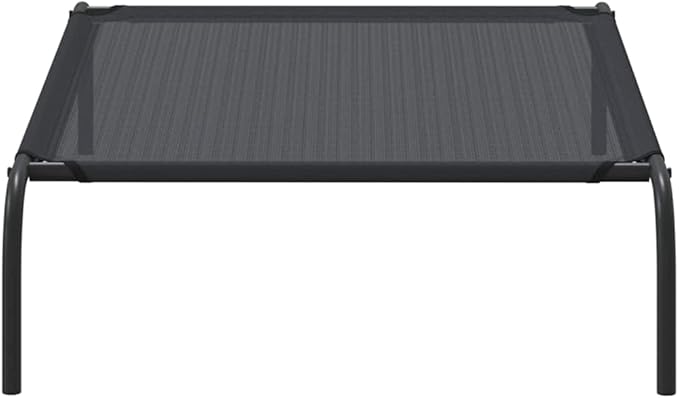 Elevated Dog Bed for Large Pets, Raised Cooling Pet Cot with Breathable Textilene Fabric, Portable Indoor Outdoor Rectangular Metal Frame Dog Bed, Black