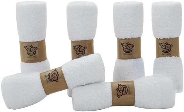 6 Pack Organic Baby Washcloths, Ultra Soft Premium Baby Bath Towels, Newborn Essentials Face Cloths, Perfect (Color - White)