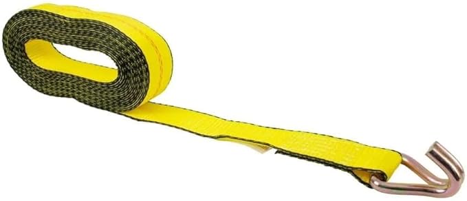 Mytee Products 2 Inch x 50 FT Heavy Duty Ratchet Straps with Double J Hooks | 10,000 lbs. Breaking Strength Yellow Tie Down Straps w/Wire Hooks for Industrial Use, Trailers, Truck & Cargo.