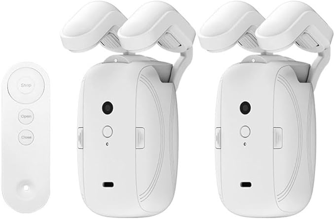 Automatic Smart Curtain Opener with Remote Control, Automatic Curtain Opener and Closer Smart Curtain Opener Electronic for Roman Rod/U/T Rails(2PC Roman Pole)
