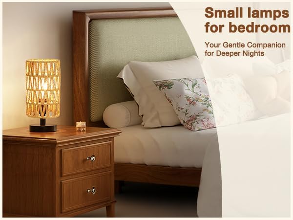 Fenmzee Table Lamps (Rattan Rope Shade - Black Base, 9" Inline Control) | 3000K LED Blub Included | 680 Lumens | Easy Assembly | Minimalist Design | E26 | for Kitchen | for Kids Room