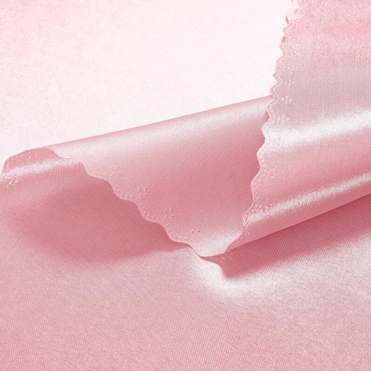 24 Pack Blush Pink Scalloped Satin Napkins 12x12 Inch Wedding