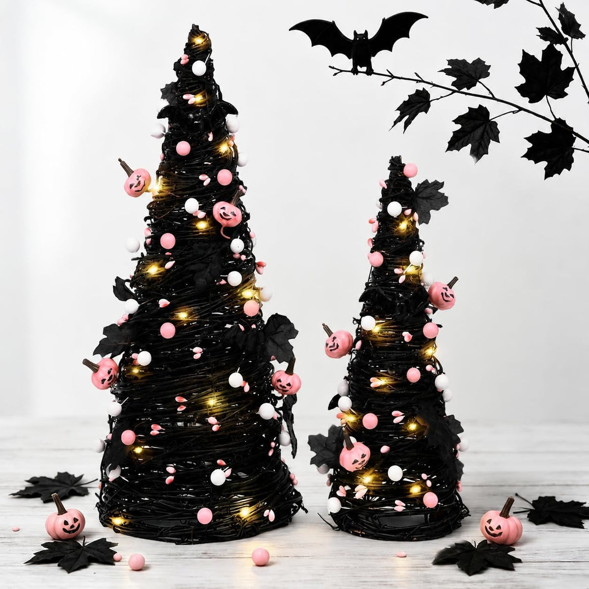 Lighted Halloween Table Tree, Pink Halloween Home Decor