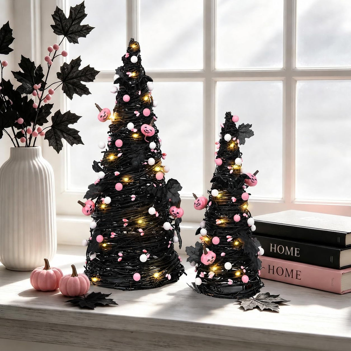 Lighted Halloween Table Tree, Pink Halloween Home Decor