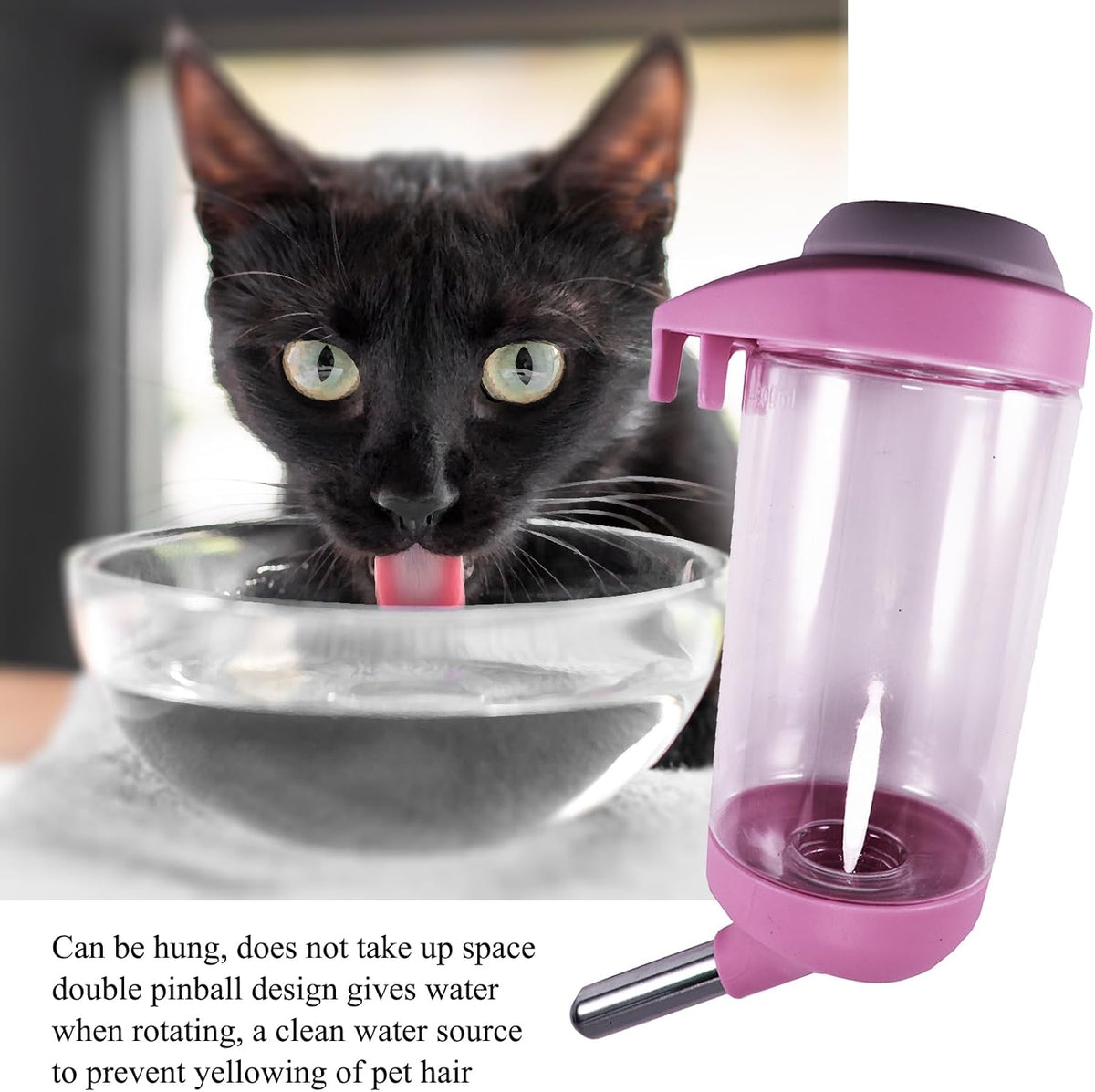Dog Crate Water Bottle Dispenser - No Drip Dog Kennel Water Dispenser & Cage Bottle - Easy-to-Use Water Bottle for Cat Crate - Perfect for Keeping Your Pet Hydrated (Pink)-500ML