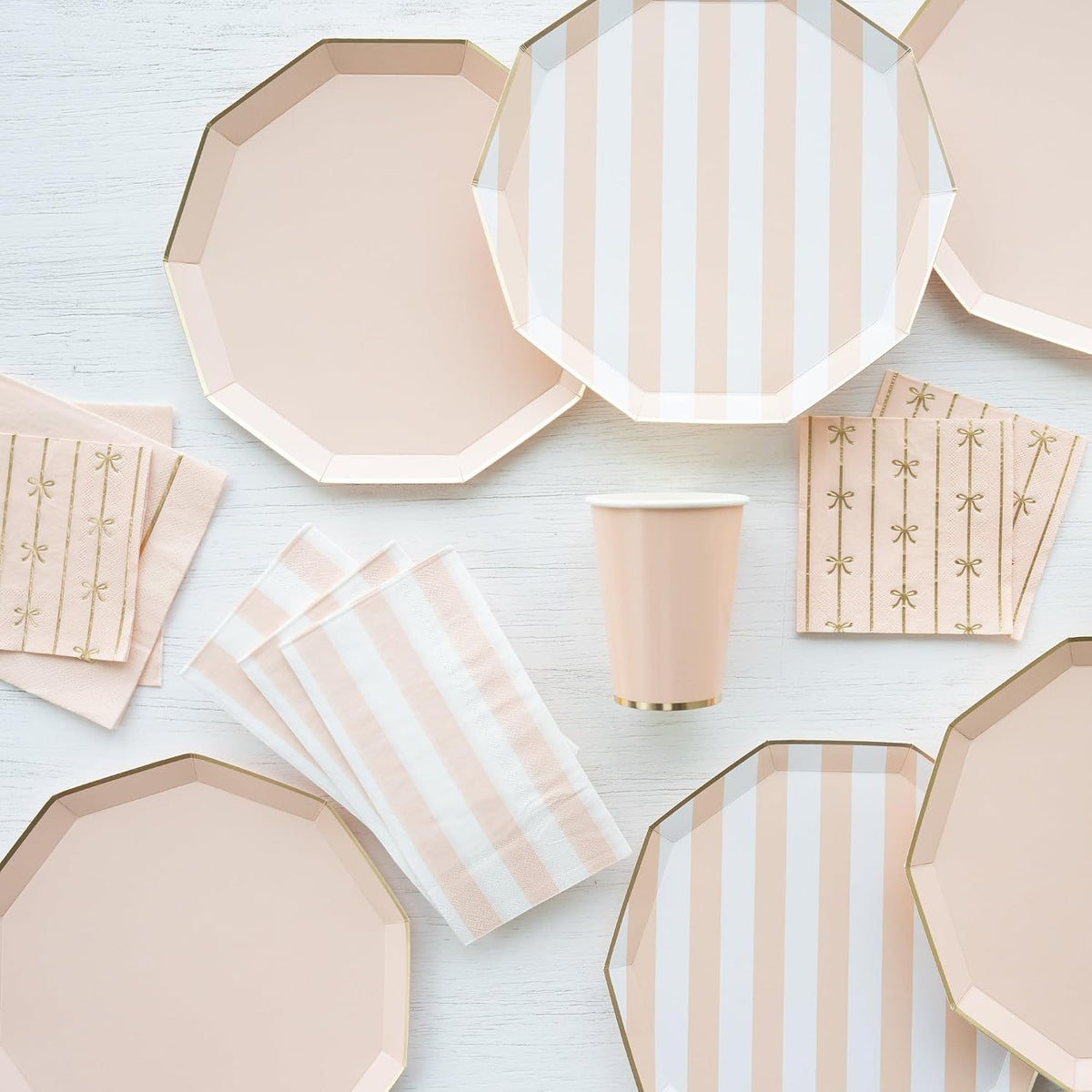 Light Peach Bow Cocktail Napkins, Pack of 20, 5"