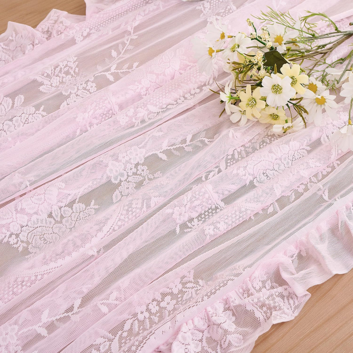 Pink Lace Tablecloth Floral Rectangular Table Cloth 95”x55”