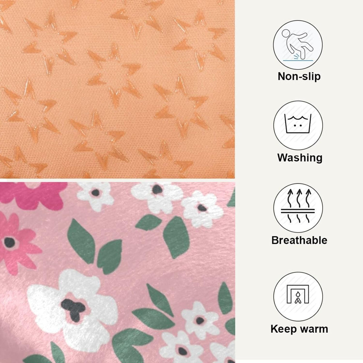 Pink Floral Pet Bed Pad Soft Dog Bed Mat with Anti-Slip Bottom, Machine Washable Crate Pad Mattress for Dog Sleeping