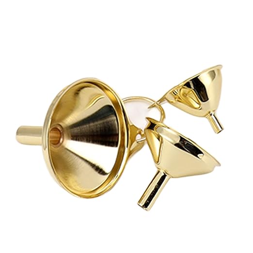 Estink 3-Piece Golden Stainless Steel Funnel Set, Multi-Size Kitchen Tools for Liquids and Oils, Gold Finish