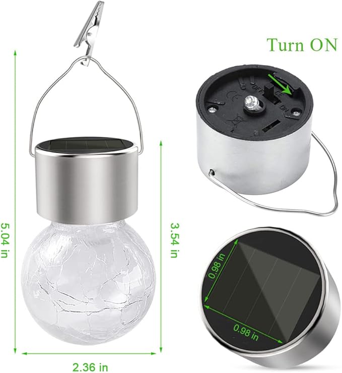 Hanging Solar Powered LED Light with 7 Color Auto-Changing, Cracked Glass Ball Light, Waterproof Outdoor Christmas Decorative Lantern for Garden, Yard, Patio, Lawn (Colorful, 12)
