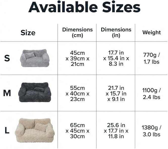 Plush Calming Pet Sofa Bed, Raised Rim, Removable Cover & Non-Slip Bottom for Cats & Dogs, Calming Dog Bed Fluffy Plush Dog Mat for Furniture Protector with Removable Washable Cover (Black, Medium)